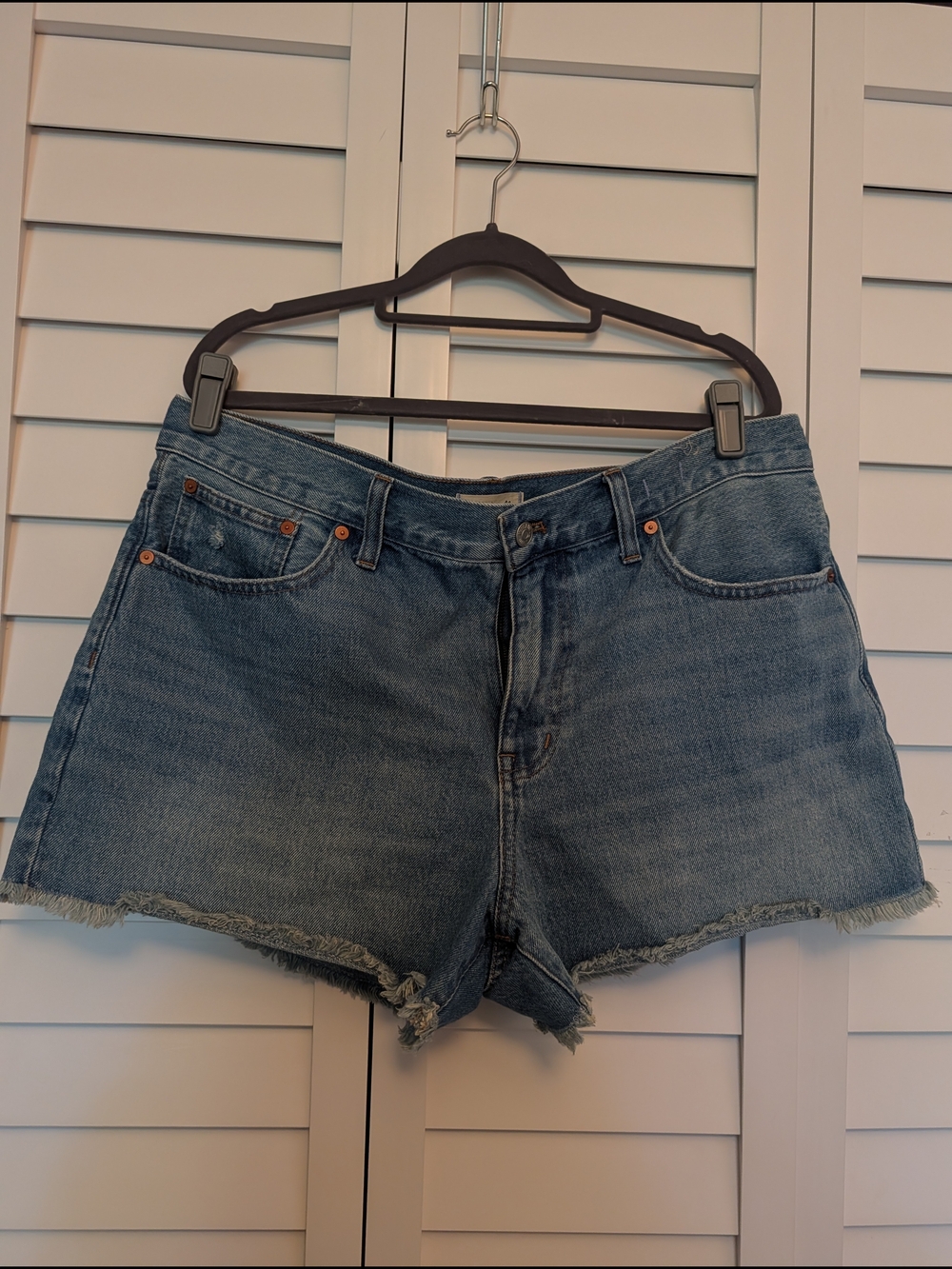 Madewell Light Blue Denim Frayed Hem Shorts